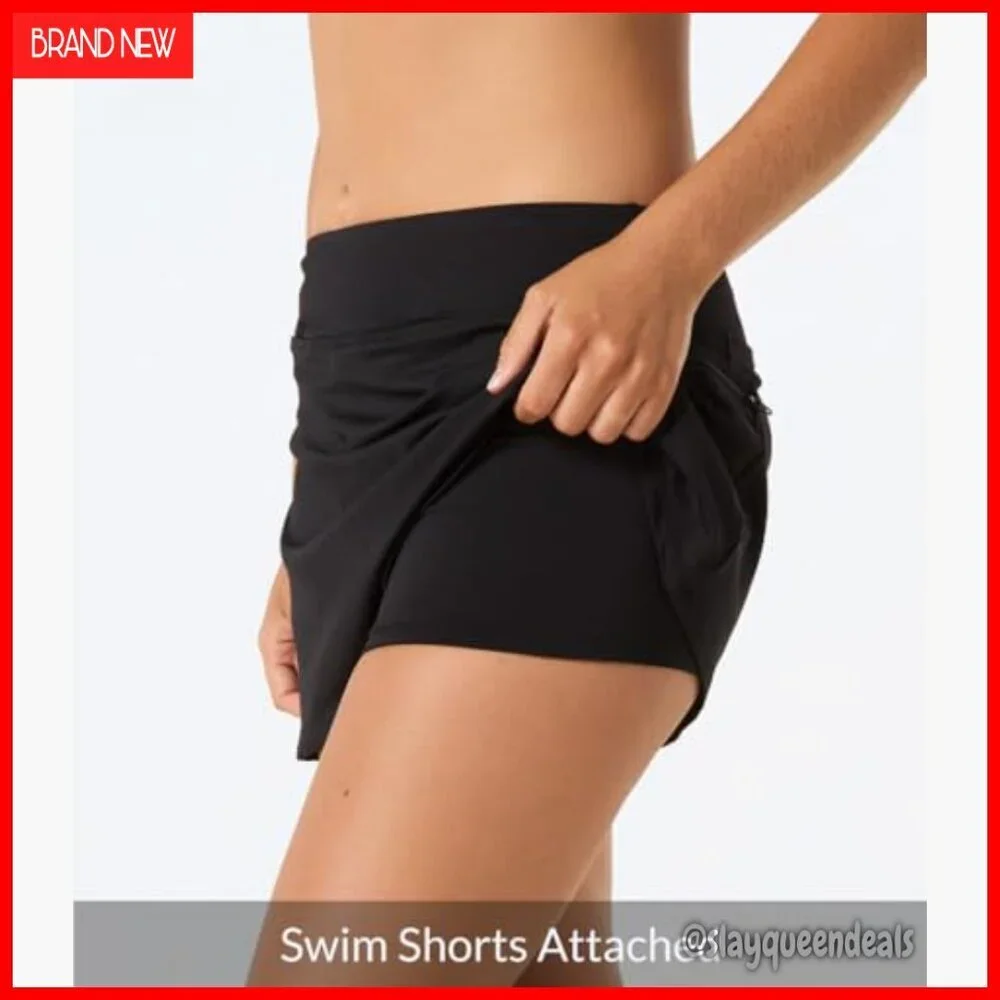 UPF50 Swim Skort for Women, Multi-Sport Skirt with Zippered Pocket